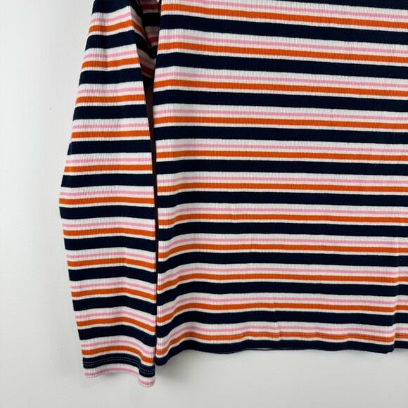 LOFT Women's Crew Neck Striped Long Sleeve Top - Navy, Orange, White - Picture 10 of 12